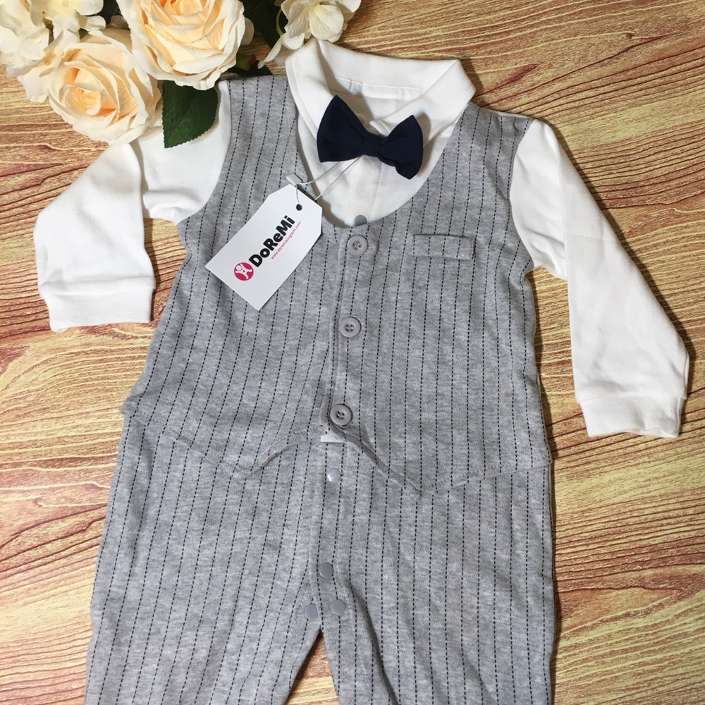 6-9 months Gentleman Romper with Bow Ties Outfits
